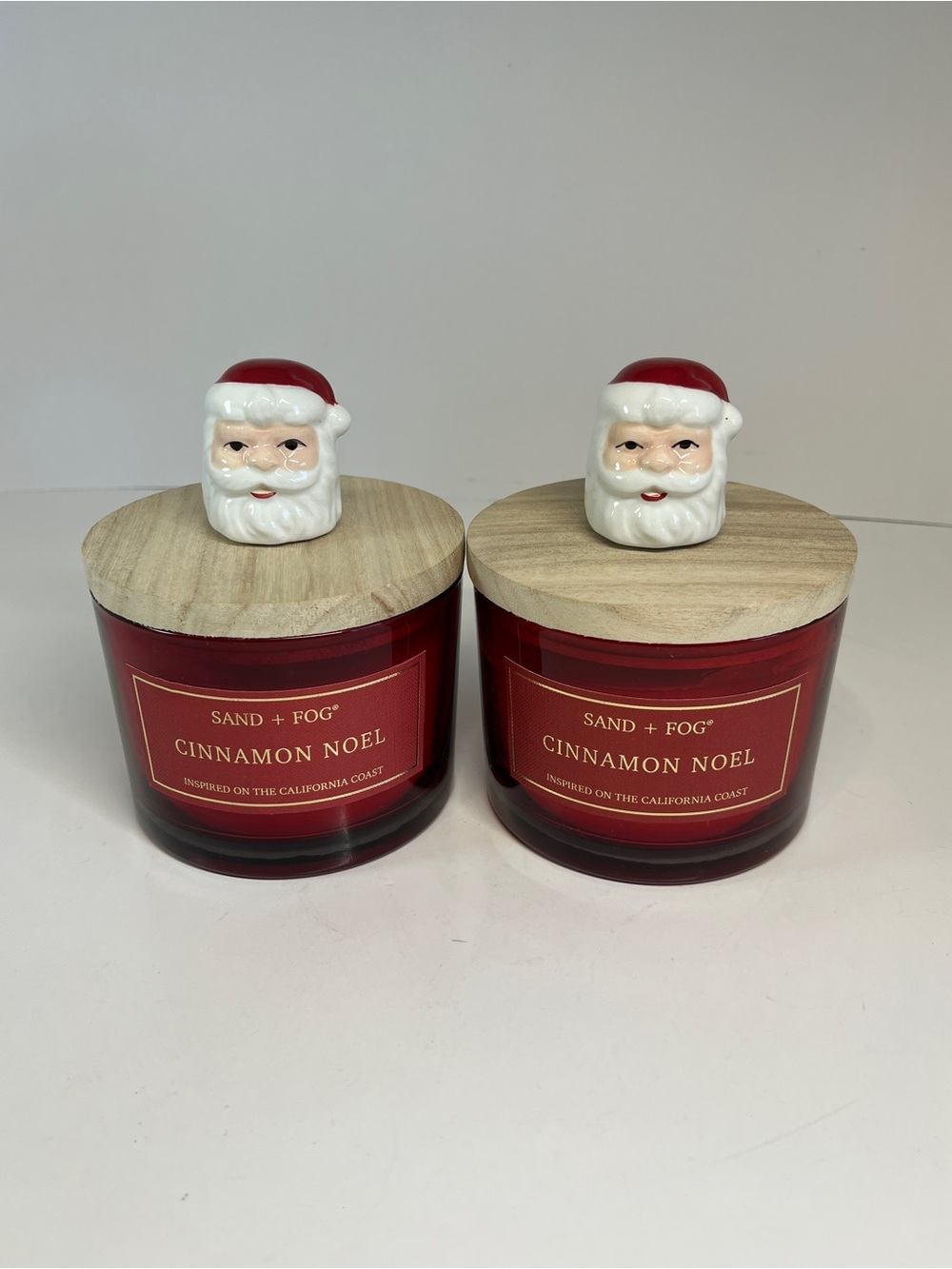 Lot of 2 Sand + Fog Cinnamon Noel Scented Candle 12oz 2-Wick Santa Christmas
